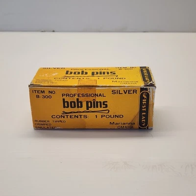 Vintage Box First Lady Bobby Pins 1 Pound Box 1960s Or 70s Rubber Tipped Crimped - Image 1 of 4
