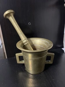 Vintage/Antique? Heavy Brass Large Mortar and Pestle  Apothecary - Picture 1 of 8