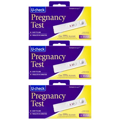 Prueba de embarazo U-Check - Fácil de usar, 99% de precisión, 3 pruebas Foto 1 de 2
