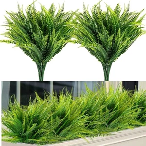 8Pcs Artificial Plants Outdoor Fake Boston Ferns For Home Garden Porch Decor - Picture 1 of 11