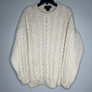 Maglione Pescatore Pellegrino Vintage 100% Lana Uomo XL Maglia Cavo Avorio Inghilterra - Foto 1 di 9
