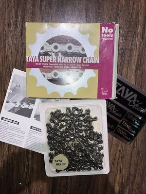 Cadena de carreras de alivio súper estrecho Taya 1/2" x 5/64" 116L 7 y 8 velocidades nueva de stock Foto 1 de 4