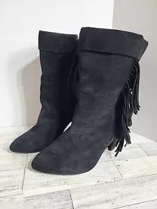 Botas Torrid 8.5 Negro Flecos Tacón Alto Cremallera Excelente Estado - Imagen 1 de 8