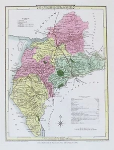 OLD ANTIQUE MAP CUMBERLAND CUMBRIA c1805 by ROPER / COLE ORIGINAL HAND COLOUR - Picture 1 of 1