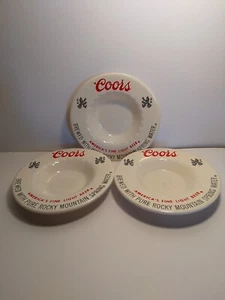 Set of 3 Vintage COORS America's Fine LIGHT BEER Ceramic ASHTRAY Golden Colorado - Picture 1 of 7