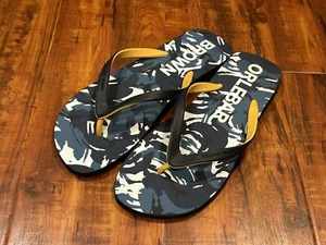 ORLEBAR BROWN Beach Camo Blue Haston Flip Flops Men’s UK 11-12 Size US 12-13 New - Picture 1 of 13