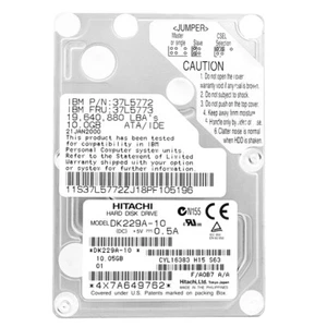 Hard Drive IBM 10GB 37L5772 512KB Cache 4200RPM ATA 2.5" Inch - Picture 1 of 5