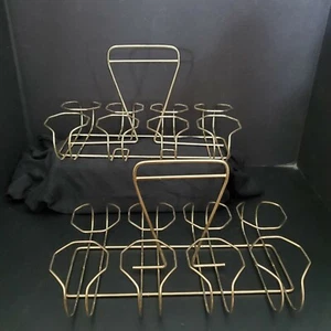 Lot of 2 Vintage 8 Glass Tumbler Caddy Metal Carrier Mid Century MCM - Picture 1 of 12