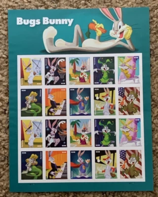 2020 Bugs Bunny Forever Stamp Sheet of 20 Stamps Scott 5494-5503 MNH FV $12.00 - Image 1 of 2