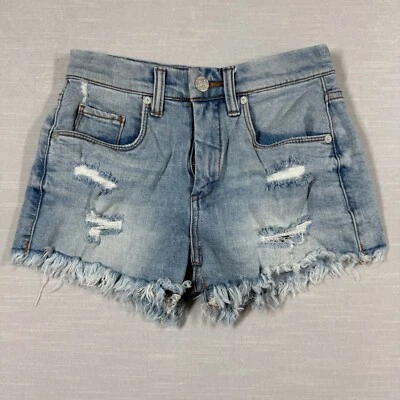 Pantalones Cortos de Jean Blank NYC para Mujer XS Azul Informal Rasgado Desgastado Rasgado Flecos Foto 1 de 4