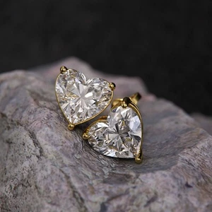 .50ctw Lab Grown Heart Shaped Diamond Earrings with 14k solid gold - Picture 1 of 7