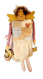 Country Kitchen Decor Cottage Folk Angel Quilt Doll Home Loving Hearts Hand Made - Picture 1 of 10