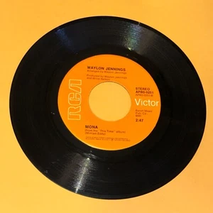 Waylon Jennings Mona This Time 45 rpm RCA Record 1974 Vintage Vinyl Country 7" - Picture 1 of 2