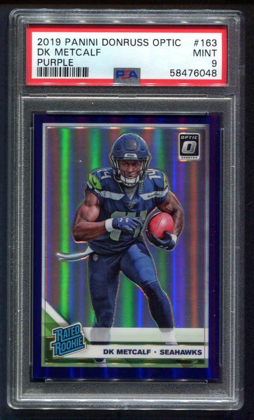 2019 Donruss Optic DK Metcalf Purple Rated RC HOLO 28/50 PSA 9 MINT