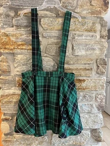 Hot Topic Exclusive NWT Harry Potter Slytherin plaid suspender skirt Large *flaw - Picture 1 of 7