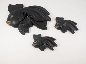 Miller matt schwarz gold Kreidegeschirr große Fische Babys anthropomorphe Wanddeko - Bild 1 von 15