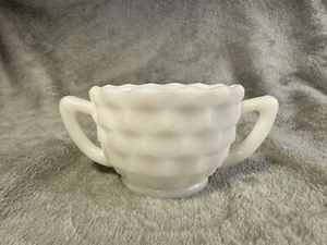 Vintage MCM Jeanette Glass White Milk Glass Cubed Open Sugar Bowl EUC - Picture 1 of 7