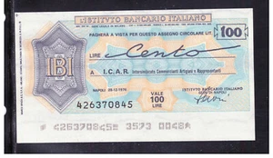 Miniassegno Istituto Bancario Italiano 100 Lire ICAR Napoli 28-12-1976 - Picture 1 of 1