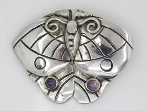 William Spratling Amethyst Butterfly Moth Brooch 32.3 Grams - Picture 1 of 10