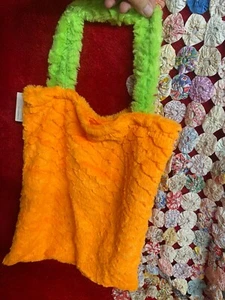NWT Furry Orange Jack O Lantern Design Trick or Treat Bag Large - Picture 1 of 2