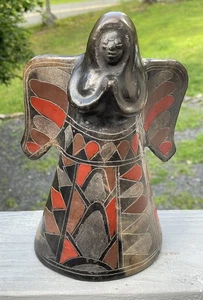 Antik - Vintage handbemalt 20. Jh. Oaxaca polychrom Blackware Keramik Engel - Bild 1 von 10