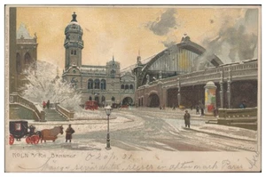 S9108/ Köln Bahnhof Litho AK mit Glimmer  1901 - Bild 1 von 2