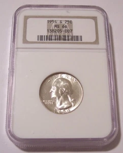 NGC 1954 S Washington Quarter Unc MS66 (B) - Picture 1 of 2