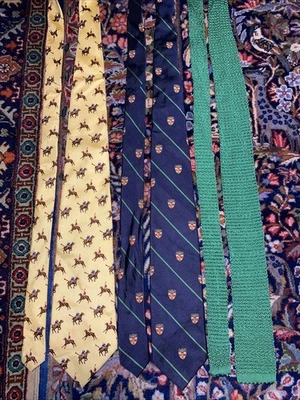 Polo Ralph Lauren Corbata de Seda Cuello Lote de 3 Cresta Ecuestre Tejida  Foto 1 de 4