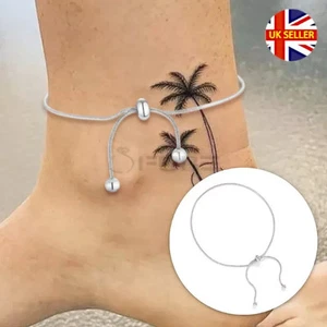 Pulsera deslizante de plata esterlina 925 para mujer con cuentas al tobillo de playa cadena para pies de moda* - Imagen 1 de 9
