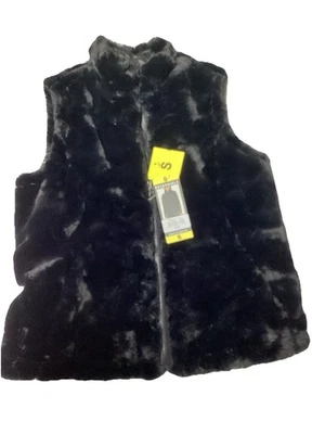 Chaleco acolchado Nicole Miller piel sintética/nylon reversible S negro bolsillos con cremallera completa nuevo con etiquetas Foto 1 de 4