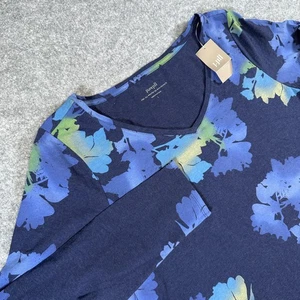 J Jill Pure Jill Shirt Womens Large Floral Long Sleeve Pockets Tee Top Pullover - Picture 1 of 8