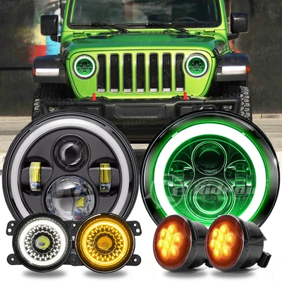 KIT de luces antiniebla de intermitentes LED halo de 7" para Jeep Wrangler JK 2007-2018 Foto 1 de 4