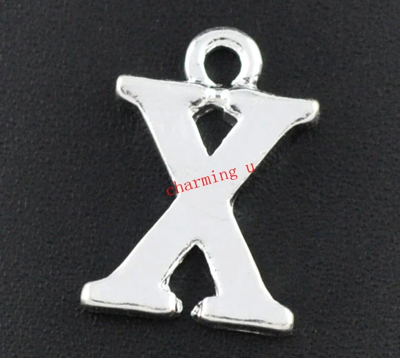 3pz charms ciondoli alfabeto lettera X color argento 16X11mm - Immagine 1 di 1