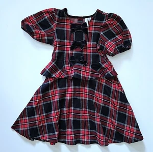 Janie & Jack 8 Gather & Gift Holiday Plaid Bow Ruffle Dress NL1-23 - Picture 1 of 4