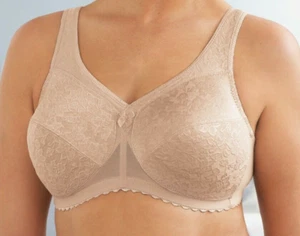 Glamorise MAGIC LIFT JACQUARD Bra 50G Padded Neckline & Straps WIRELESS Nude NEW - Picture 1 of 12