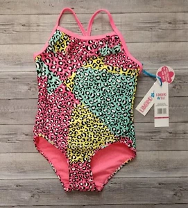 New! Girl's LIMITED TOO Bright Cheetah Print One Piece Swimsuit Size 4 - Picture 1 of 2