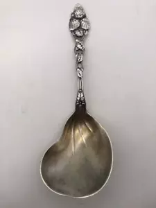 Tiffany & Co Sterling Silver Kidney Bowl Serving Spoon Strawberry Pattern 9.5" - Picture 1 of 6