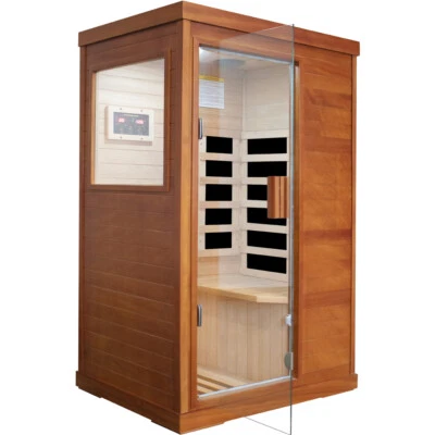1 Person Sauna Room Wood far Infrared Heated Indoor & Outdoor 800W SPA Backyard - Image 1 of 4