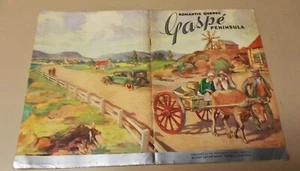 ANTIQUE GASPE PENINSULA QUEBEC CANADA 1936 TRAVEL BROCHURE / BOOK  FOLD OUT MAP - Picture 1 of 6