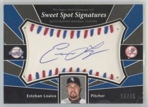 2004 Upper Deck Sweet Spot Signatures Red-Blue Stitch 17/45 Esteban Loaiza Auto - Picture 1 of 2