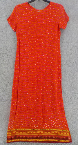 VETEMENTS URBAN SAFARI ABITO DONNA TG M MULTICOLORE ARANCIONE LUNGO PULL ON MANICA CORTA NUOVO SENZA ETICHETTE