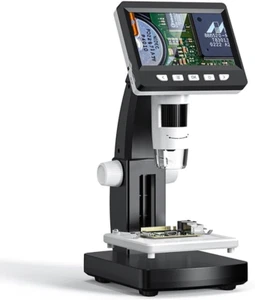 LCD Digital Microscope, 50 to 1000X Magnification Zoom Microscope Camera, 4.3 In - Picture 1 of 9