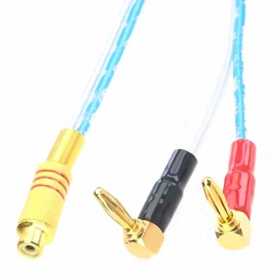 RCA phono Female R to bananas plug elbow AV Audio amplifier speaker cable 1~16FT - Image 1 of 4