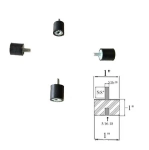 4 Rubber Vibration Isolator Mounts (1" Dia x 1" Ht) 5/16-18 x 5/8 Length Stud - Picture 1 of 1
