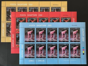 Albania 2002. Europa. Circus. 3 Full Sheets Sc# 2672-74, MNH - Picture 1 of 4