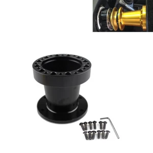 Universal Aluminum BLACK Car Steering Wheel Hub Adapter Extender 3'' Height Kit - Picture 1 of 3