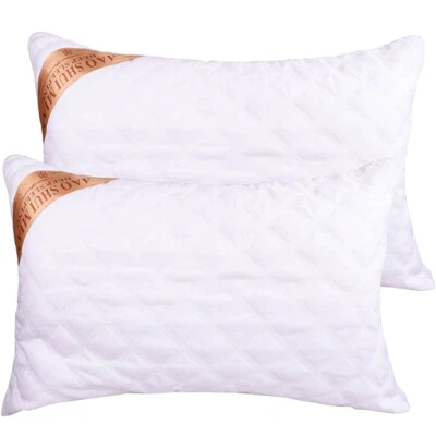 Luxury Queen Bed Pillow Hotel Sleep Hypoallergenic Cotton Fill Machine Washable - Image 1 of 4