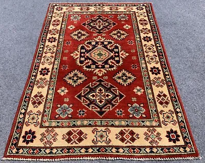 Authentic Hand Knotted Afghan Kazak Wool Area Rug 3.11 X 2.8 Ft (2100 HM) • 69.29£