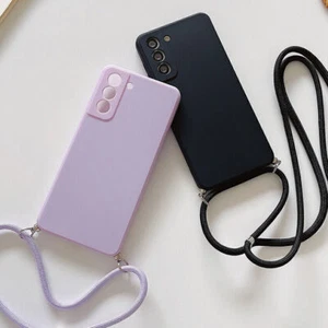Lanyard Necklace Liquid Silicone Case For Samsung Galaxy A32 A52 S21 Plus Ultra - Picture 1 of 22