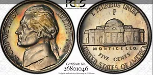 1942 P PCGS PR66 - TYPE 2 - Silver Jefferson War Nickel US 5c Toned - Picture 1 of 4